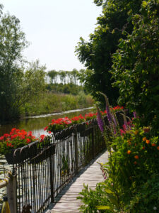 Blick aus dem Garten Bloummhoeske hinaus in die Landschaft