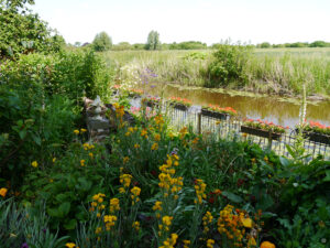 Blick aus dem Garten Bloummhoeske hinaus in die Landschaft