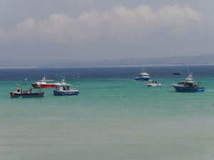 Blick auf das Meer, vom Strand St. Ives aus.